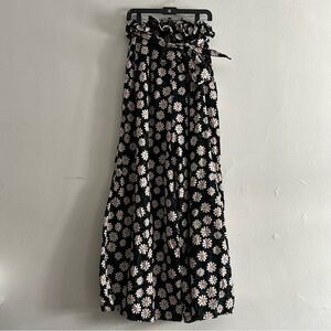 Yellowcake Shop Corduroy Floral Leaf Printed Wide Leg Palazzo Paperbag Pants 3XL